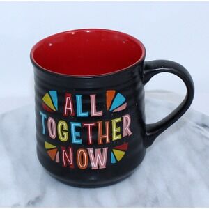 Sheffield Home All Together Now Ribbed Coffee Mug Black Red Interior Ceramic